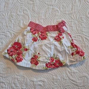 Janie and Jack girls size 3-6 months white & red flower skirt side button VGUC